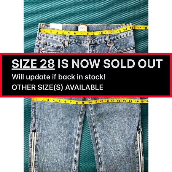 Alice + Olivia Rey Side Zipper Blue Off White Wide Leg Jeans - Picture 10 of 16